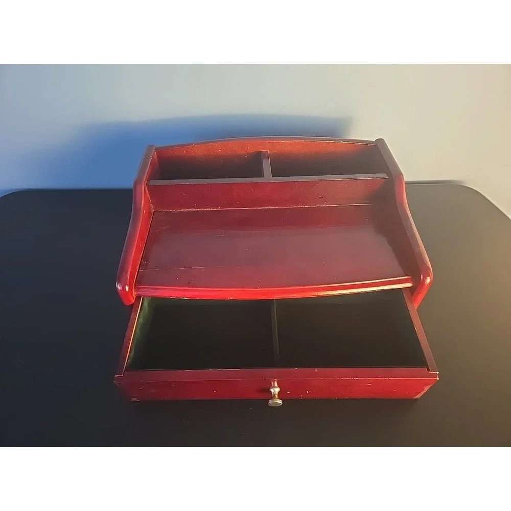 CHERRYWOOD LUXURY WATCH AND JEWELRY BOX DESK ORGANIZER WITH VALET DRAWER‎